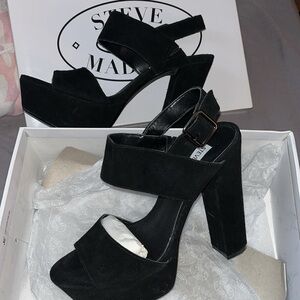 Steve Madden black strap heels